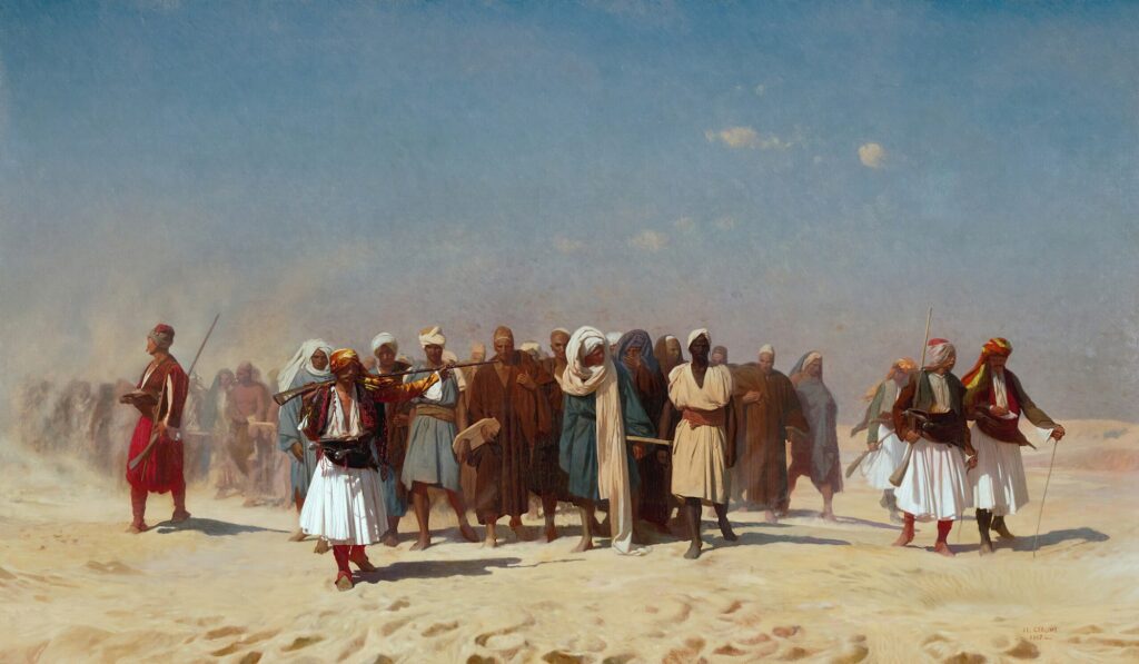 Gérôme, Egyptian Recruits Crossing the Desert, 1857, oil on canvas. 