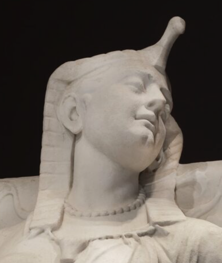 Stone bust of Cleopatra on her death bed